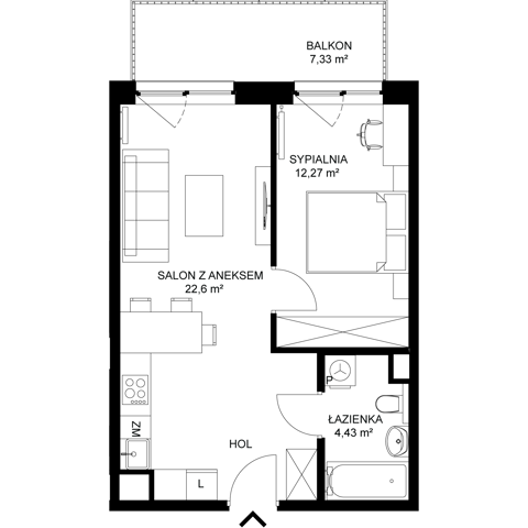 Plan 2 pok. 42m²