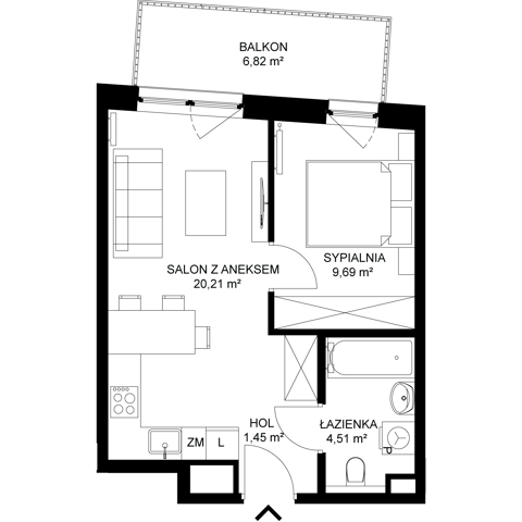 Plan 2 pok. 36m²