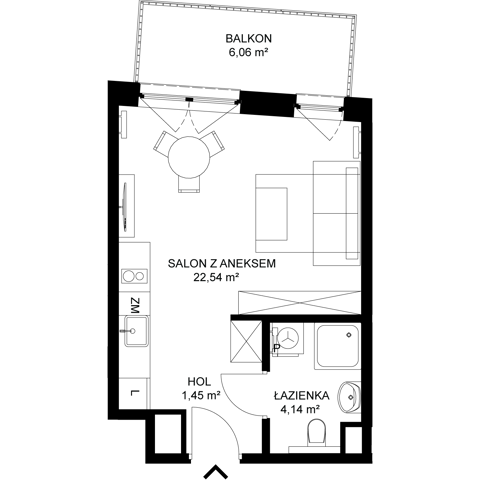 Plan 1 pok. 28m²