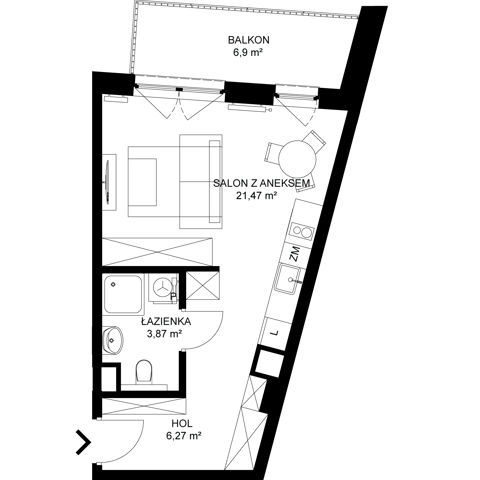 Plan 1 pok. 32m²