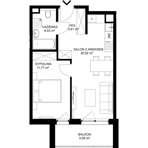 Plan 2 pok. 41m²