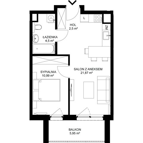Plan 2 pok. 40m²