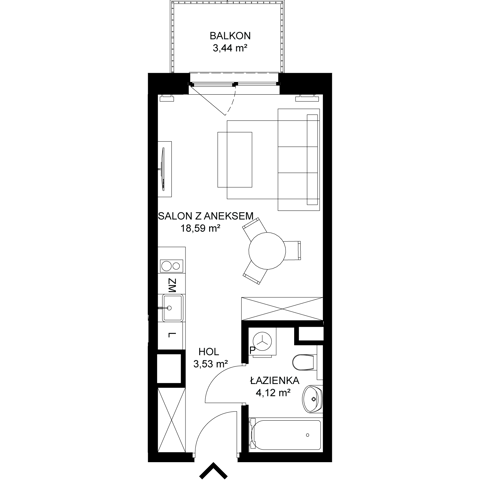 Plan 1 pok. 26m²
