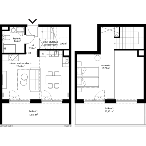Plan 1 pok. 57m²