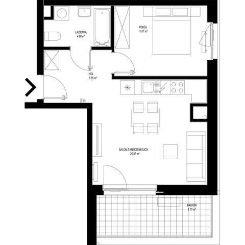 Plan 2 pok. 43m²