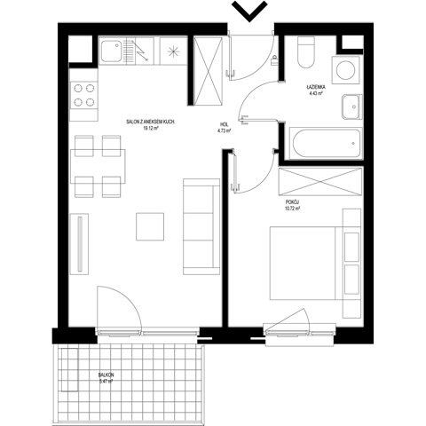 Plan 2 pok. 39m²