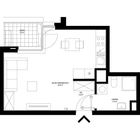 Plan 1 pok. 32m²