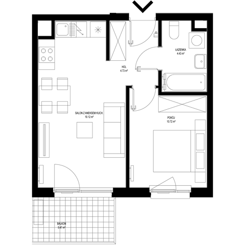Plan 2 pok. 39m²