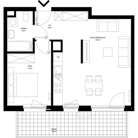 Plan 2 pok. 49m²