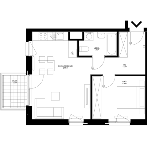 Plan 2 pok. 49m²