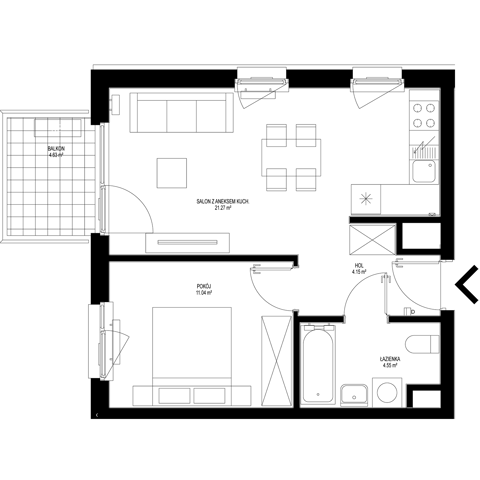 Plan 2 pok. 40m²