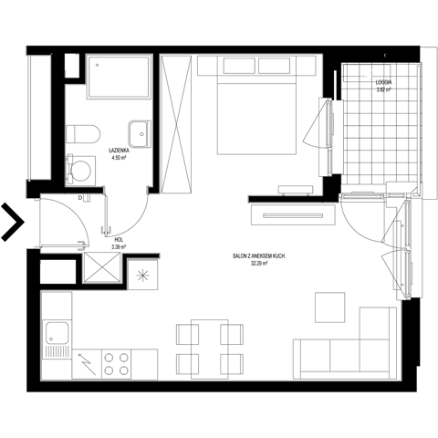 Plan 1 pok. 40m²