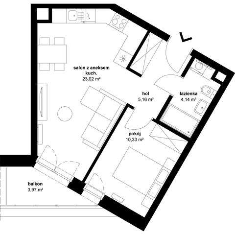 Plan 2 pok. 43m²
