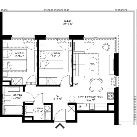 Plan 3 pok. 55m²