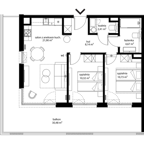 Plan 3 pok. 58m²