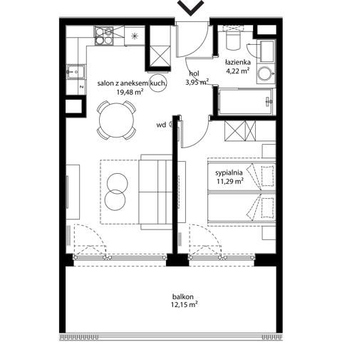 Plan 2 pok. 39m²