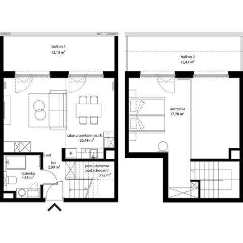 Plan 1 pok. 57m²
