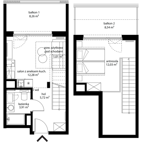 Plan 1 pok. 38m²