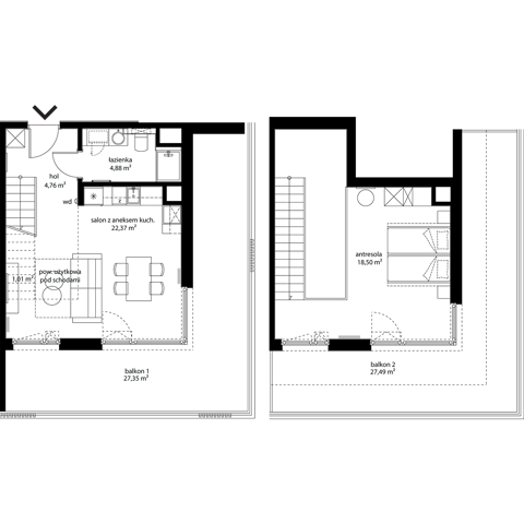 Plan 1 pok. 54m²