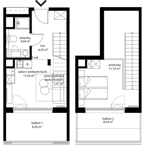 Plan 1 pok. 37m²