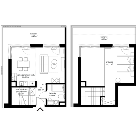 Plan 1 pok. 57m²