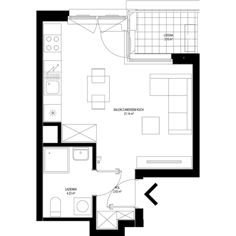 Plan 1 pok. 28m²