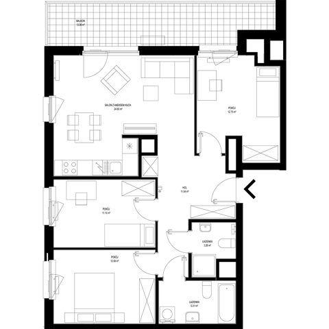 Plan 4 pok. 80m²