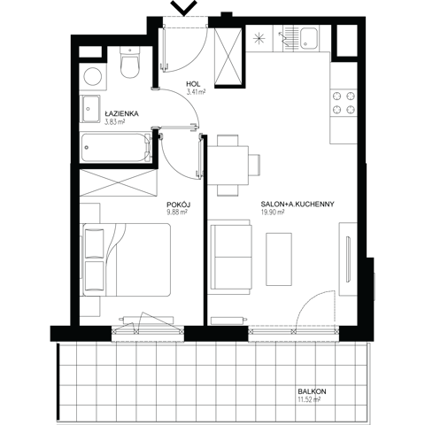 Plan 2 pok. 37m²