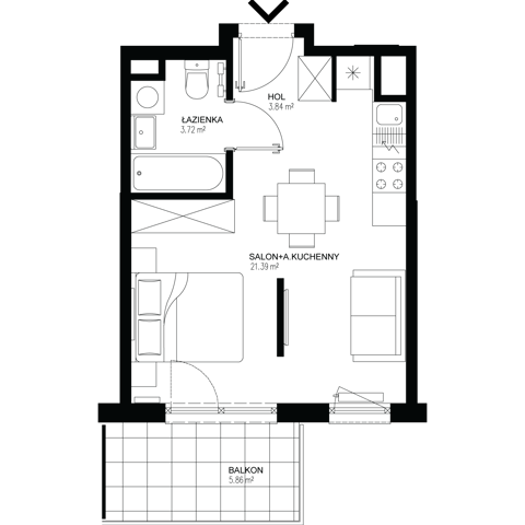 Plan 1 pok. 29m²