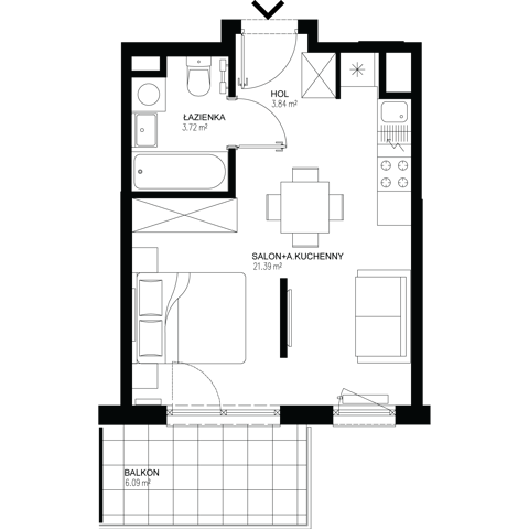 Plan 1 pok. 29m²