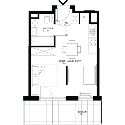 Plan 1 pok. 29m²