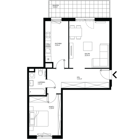 Plan 2 pok. 62m²