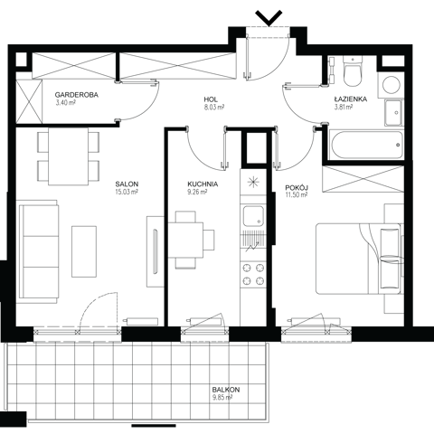 Plan 2 pok. 51m²