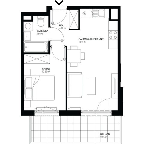 Plan 2 pok. 37m²