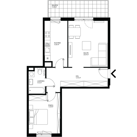 Plan 2 pok. 62m²