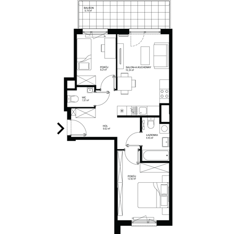 Plan 3 pok. 53m²