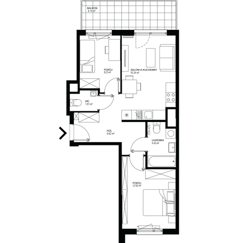 Plan 3 pok. 53m²