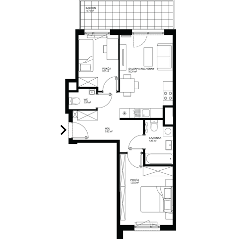 Plan 3 pok. 53m²