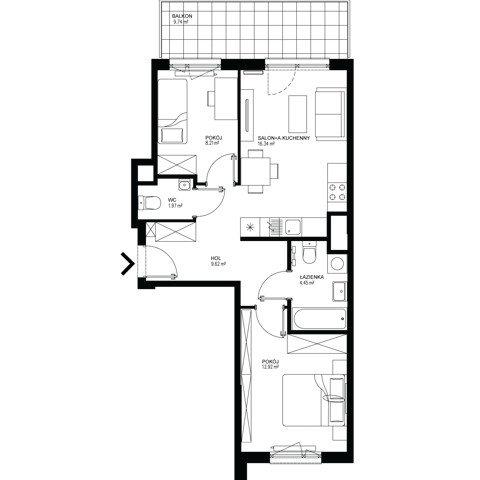 Plan 3 pok. 53m²