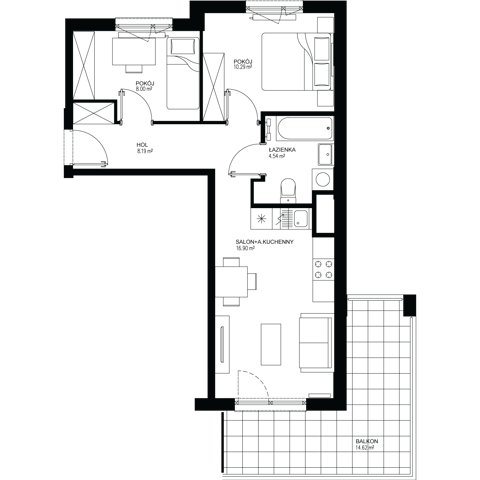 Plan 3 pok. 48m²