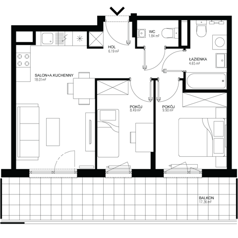 Plan 3 pok. 49m²