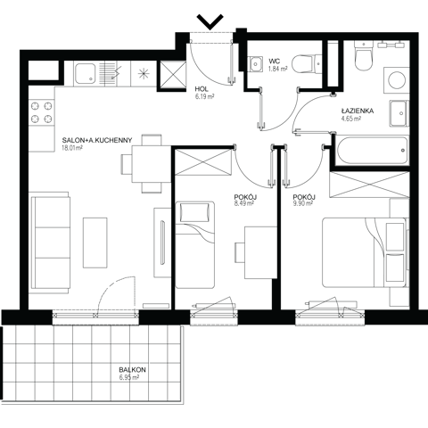 Plan 3 pok. 49m²