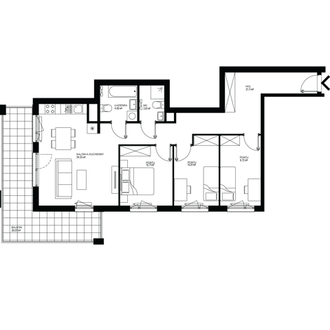 Plan 4 pok. 84m²