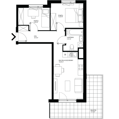 Plan 3 pok. 48m²
