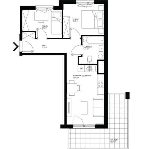 Plan 3 pok. 48m²