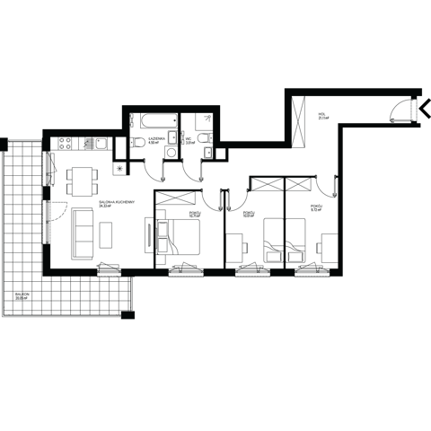 Plan 4 pok. 83m²