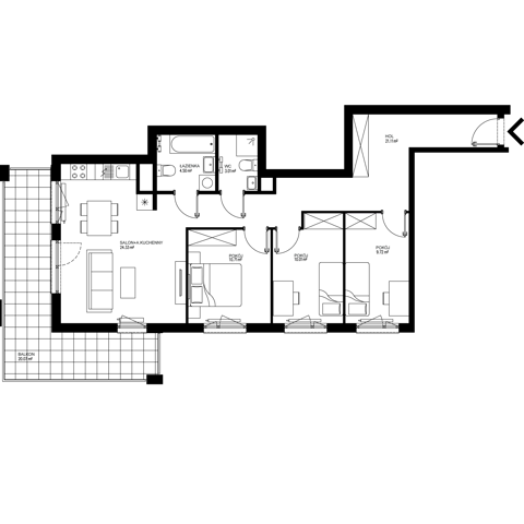 Plan 4 pok. 83m²