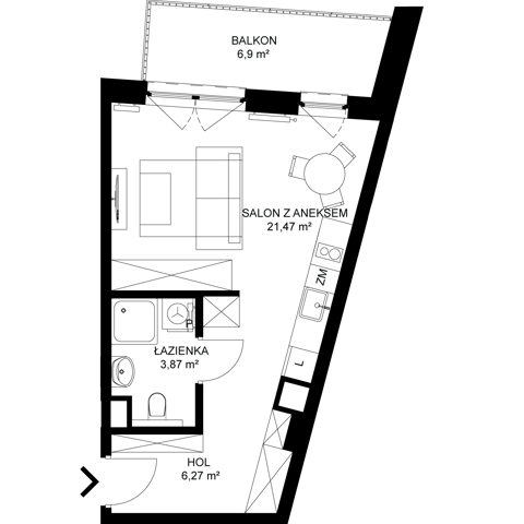 Plan 1 pok. 32m²