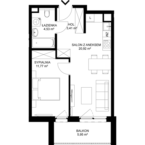 Plan 2 pok. 41m²