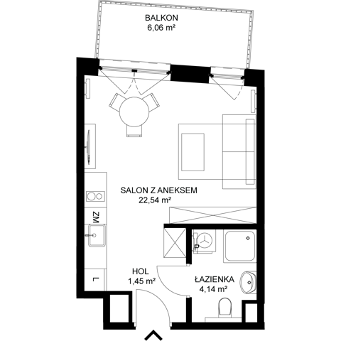 Plan 1 pok. 28m²